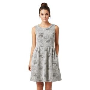 Black White Textured Print Sleeveless Dress Size L‎ Pockets Casual Day